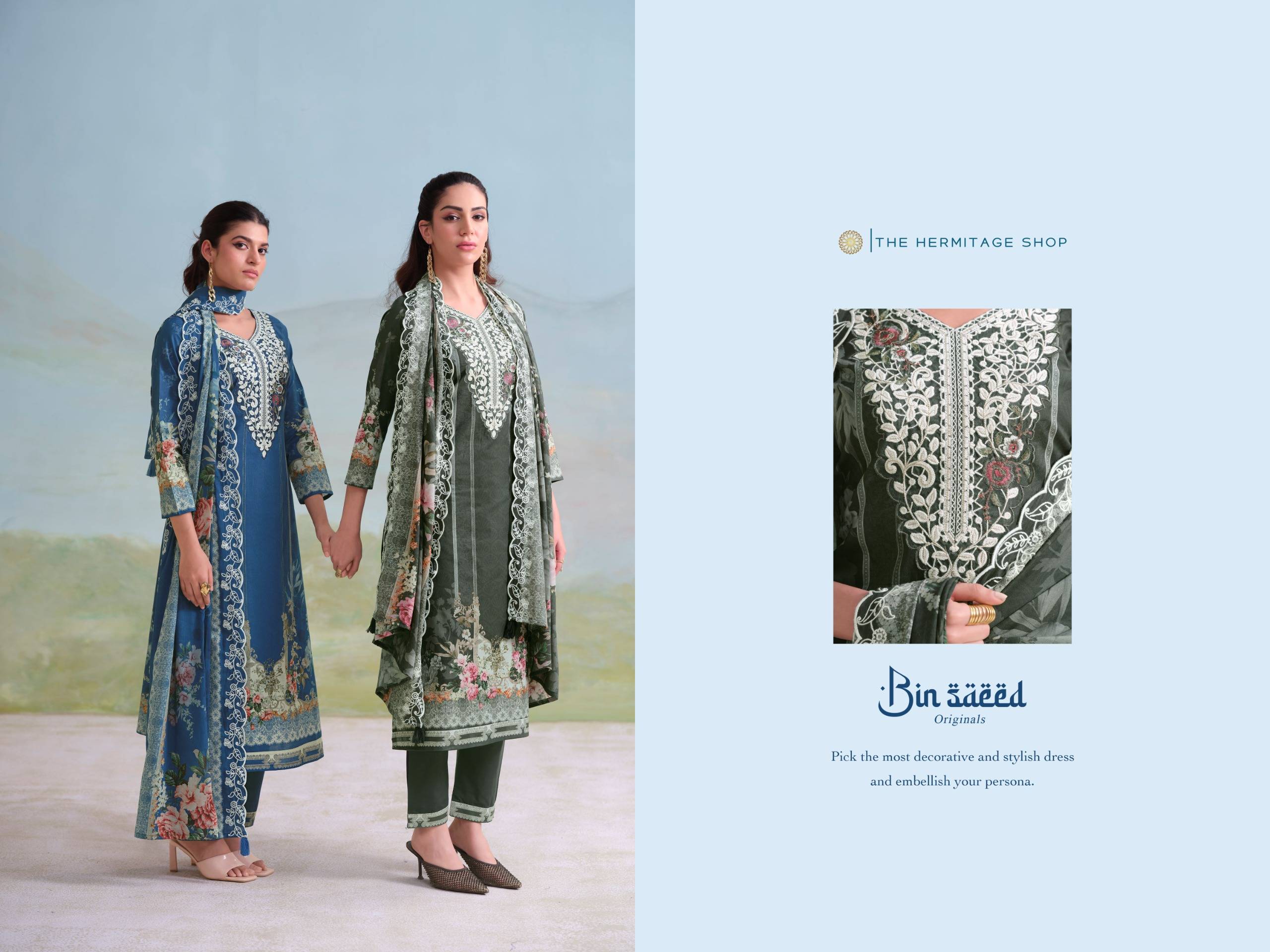 BINSAEED ORIGINALS by  THE HERMITAGE SHOP 101 To 104 Series Pakistani Stylish Beautiful Colourful Printed GIZA LAWN Dresses At Wholesale Price